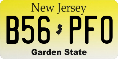 NJ license plate B56PFO