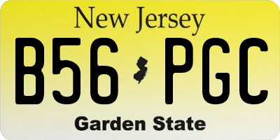 NJ license plate B56PGC