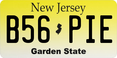 NJ license plate B56PIE