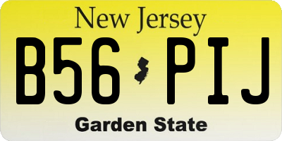 NJ license plate B56PIJ
