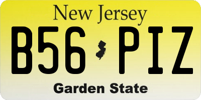NJ license plate B56PIZ
