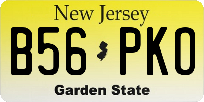 NJ license plate B56PKO