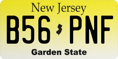NJ license plate B56PNF