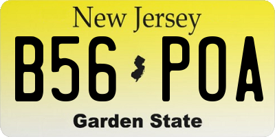 NJ license plate B56POA