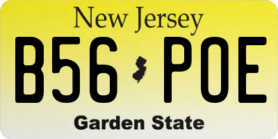 NJ license plate B56POE