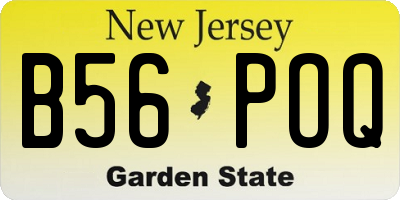 NJ license plate B56POQ