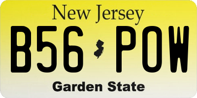 NJ license plate B56POW
