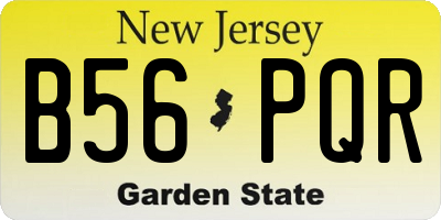 NJ license plate B56PQR