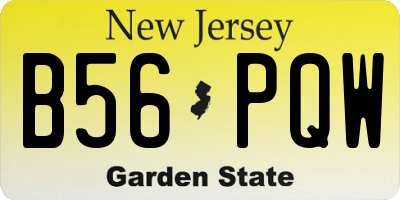 NJ license plate B56PQW