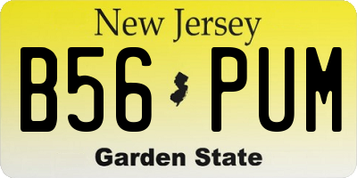 NJ license plate B56PUM