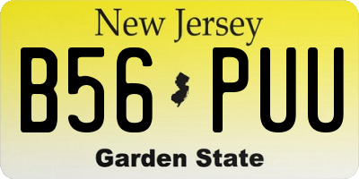 NJ license plate B56PUU