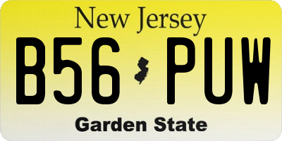 NJ license plate B56PUW