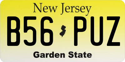 NJ license plate B56PUZ