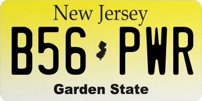 NJ license plate B56PWR