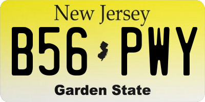 NJ license plate B56PWY