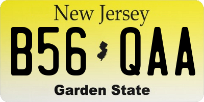 NJ license plate B56QAA