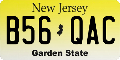 NJ license plate B56QAC
