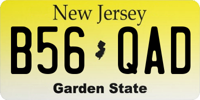 NJ license plate B56QAD