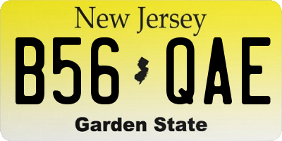 NJ license plate B56QAE