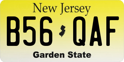 NJ license plate B56QAF