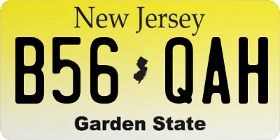 NJ license plate B56QAH