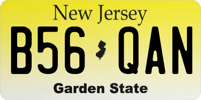 NJ license plate B56QAN