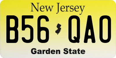 NJ license plate B56QAO
