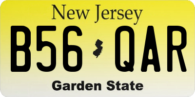 NJ license plate B56QAR