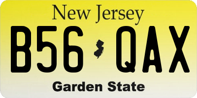 NJ license plate B56QAX