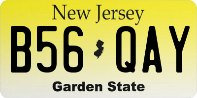 NJ license plate B56QAY