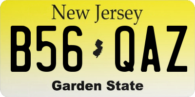 NJ license plate B56QAZ
