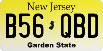 NJ license plate B56QBD