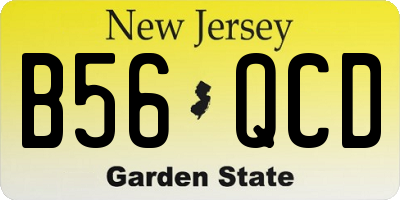NJ license plate B56QCD