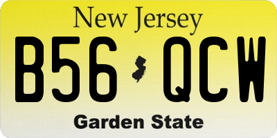 NJ license plate B56QCW