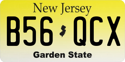 NJ license plate B56QCX