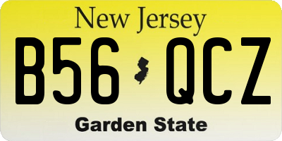 NJ license plate B56QCZ