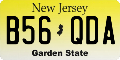 NJ license plate B56QDA