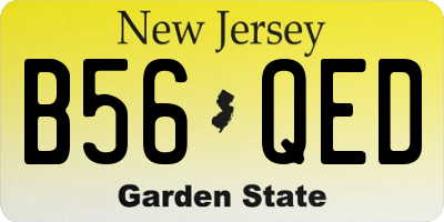 NJ license plate B56QED