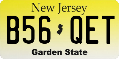 NJ license plate B56QET