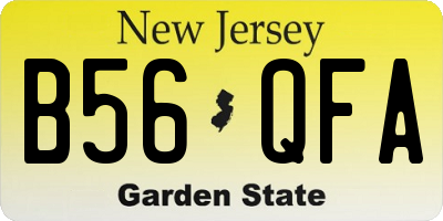 NJ license plate B56QFA