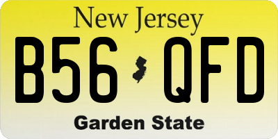 NJ license plate B56QFD