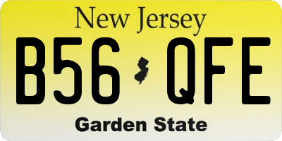 NJ license plate B56QFE
