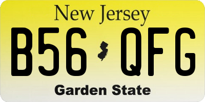 NJ license plate B56QFG
