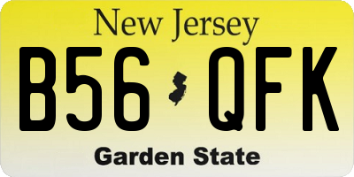 NJ license plate B56QFK