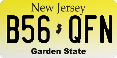 NJ license plate B56QFN