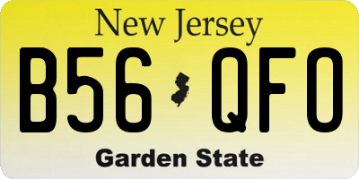 NJ license plate B56QFO