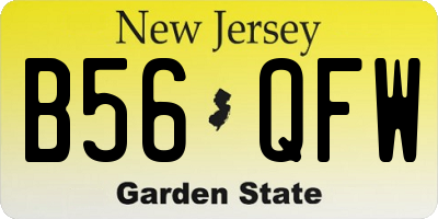 NJ license plate B56QFW