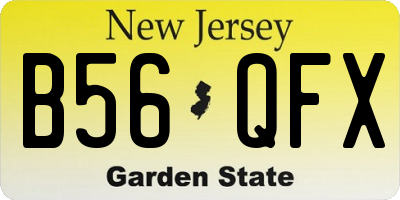 NJ license plate B56QFX