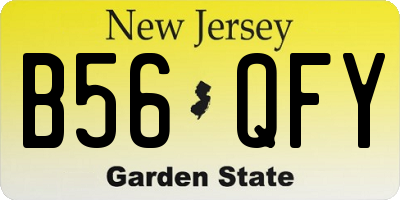 NJ license plate B56QFY