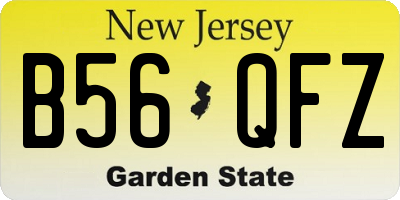 NJ license plate B56QFZ